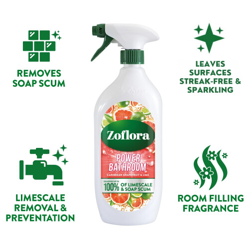Zoflora Zoflora Grapefruit & Lime Power Bathroom Cleaner Trigger Spray, 800ml 2