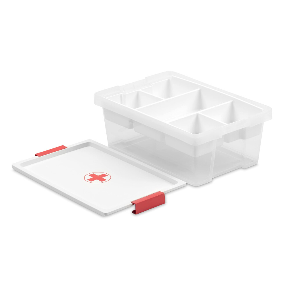 Tatay First Aid Box 7L | Plastic Storage Box With Lid And 5-Compartment Tray | Lid With Hinges Included | Ergonomic Handles | Recycled Bpa-Free Plast