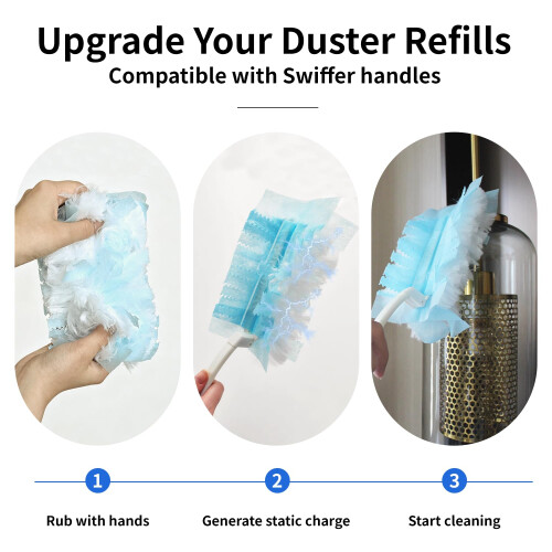 Fluffy Duster Refills,Flash Duster Refills,Flash Dust Magnet,Refill Duster for Cleaning,Pack of 20. 1