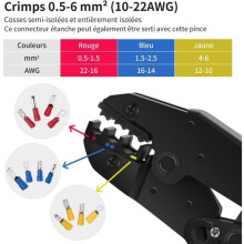 ChangM ratel-krimptang met 700 elektrische krimpklemmen voor kabels van 0,5-1,5 mm²/1,5-2,5 mm²/4,0-6,0 mm²