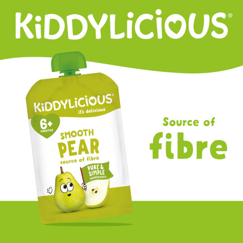 Kiddylicious Smooth Pear Fruit Pouches - Suitable for 6+ Months - 6 Pack 1