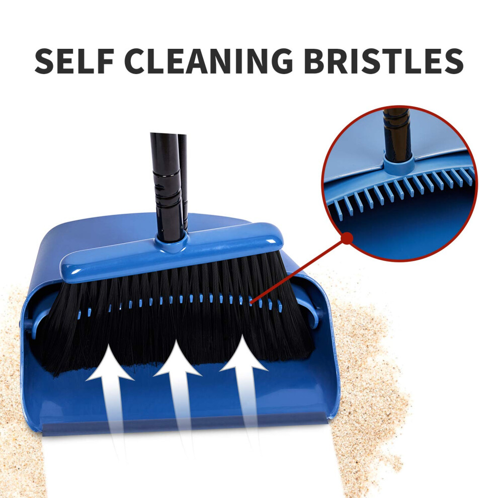 Jekayla Long Handled Dustpan And Brush, Broom And Dustpan Set, Household Dust Pan Combo With 54 Inch Handle For Indoor Outdoor Household Cleaning And
