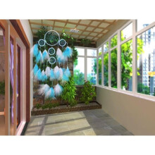 Mooie dromenvanger - Hangend ornament - Blauw en wit - Kinderkamer - 50 cm