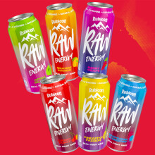 Rubicon RAW Zero Added Sugar 12 Pack Cherry & Raspberry 500ml Energy Drink, Made with Real Fruit Juice, High caffeine with B-Vitamins, Reduce Tiredne