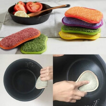 Antibacteriële microvezel schuursponsjes voor in de keuken, dubbelzijdige sponsjes, verpakking van 5 stuks in willekeurige kleuren.