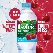 Volvic Touch of Fruit Sugar Free Cherry Flavoured Water, 6 x 1.5