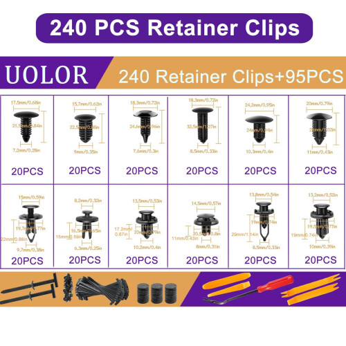 Uolor 335PCS Bumper Retainer Clips, Plastic Rivets Fasteners Push 1