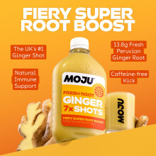 MOJU 2x Ginger, 2x Turmeric Dosing Bottles (4 x 420ml), Morning Wake Up/Afternoon Lift, Whole Ingredients, Nothing Artificial, Vegan, Ginger Shots