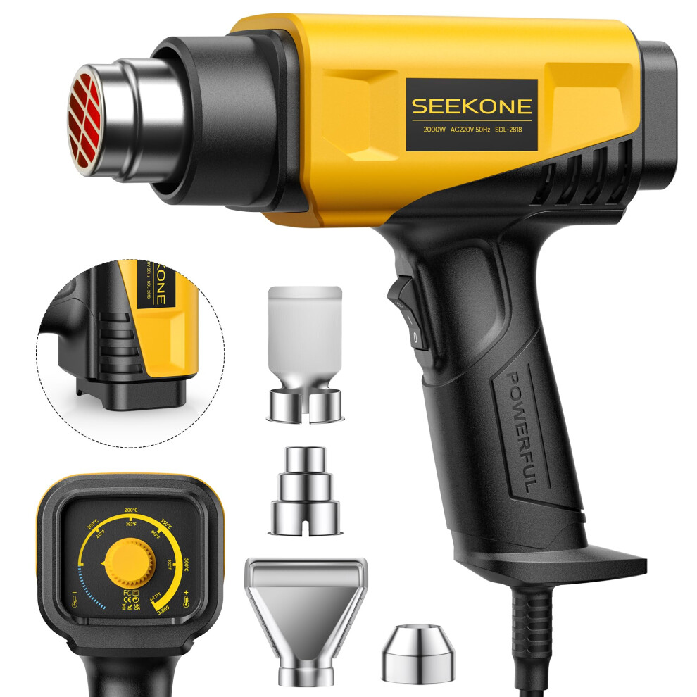 Seekone Heat Gun 2000W Hot Air Gun With Adjustable Temperature 50-600 And Dual Air Flow Heat Guns Kit With 1.5S Fast Heating And Overload Protectio 5006451285756