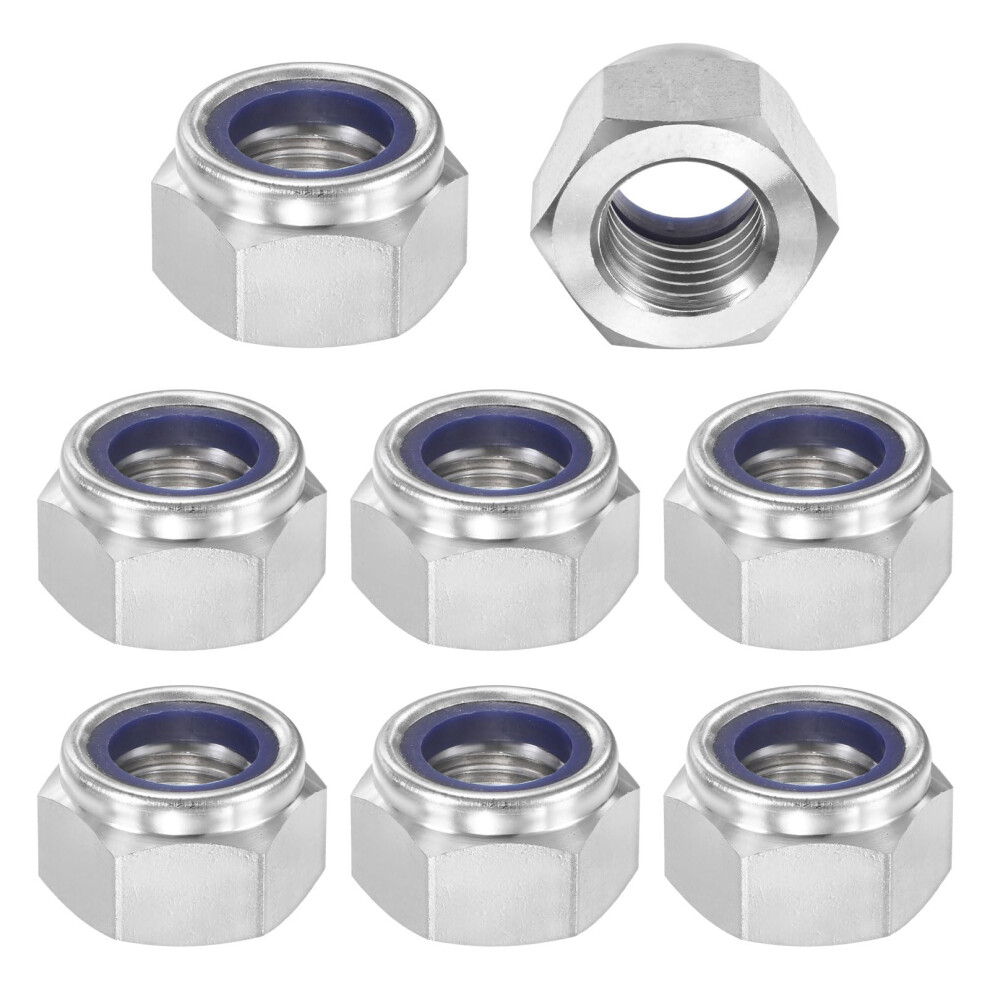 M Meterxity 8-Pack Nylon Insert Hex Lock Nuts, M30 X 3.5Mm Thread 304 Stainless Steel Self-Locking Locknuts Hexagon Nut Metric Nuts For Machinery/Hom 8097941842327