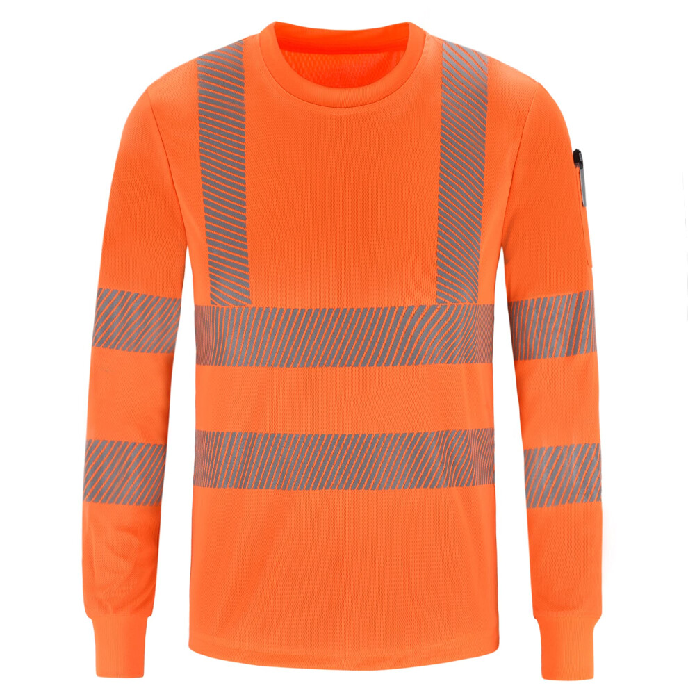 Aykrm Hi Vis Long Sleeve High Viz Visibility Safety Work T Shirt (Xs-8Xl) 1130264489514