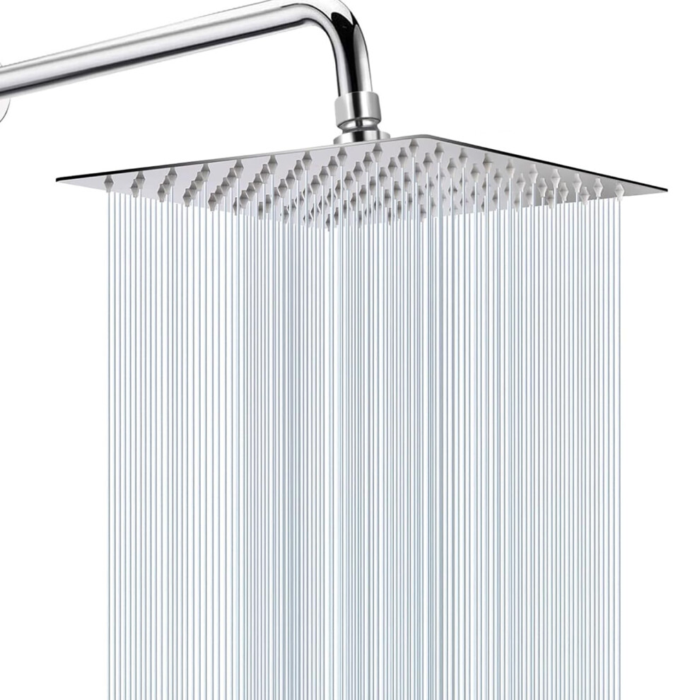 Rain Shower Head, Woophen 10" High Flow Stainless Steel Square Rainfall Showerhead, High Pressure Design, Awesome Shower Experience Even At Low Water 3340476176074