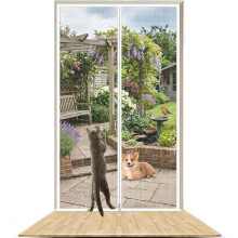 Cat Screen Door for Indoor Cats, Reinforced Mesh Door Screen with Zipper, Pet Screen Door to Keep Cats In, Cat Proof Door Screen for Doorway, Durable