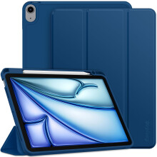 EasyAcc Case for iPad Air M4/M3/M2 11 inch 2026/2025/2024, iPad Air 8th/5th/4th Generation 10.9/2022/2020 with Pencil Holder, Soft TPU with Stand PU