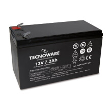 Tecnoware Power Systems - 12V Charge 7.2 Ah Lead-Acid Sealed Battery, for UPS, Video Surveillance and Alarm Systems, 2.5 Inch Faston Connection, Long