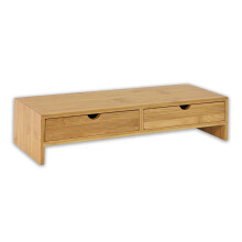 Osco Bamboo Monitor Stand Riser with 2 Drawers – Fully Assembled Sustainable MOSO Bamboo Desk Raiser for Computer or Laptop – Natural Wood Finish,
