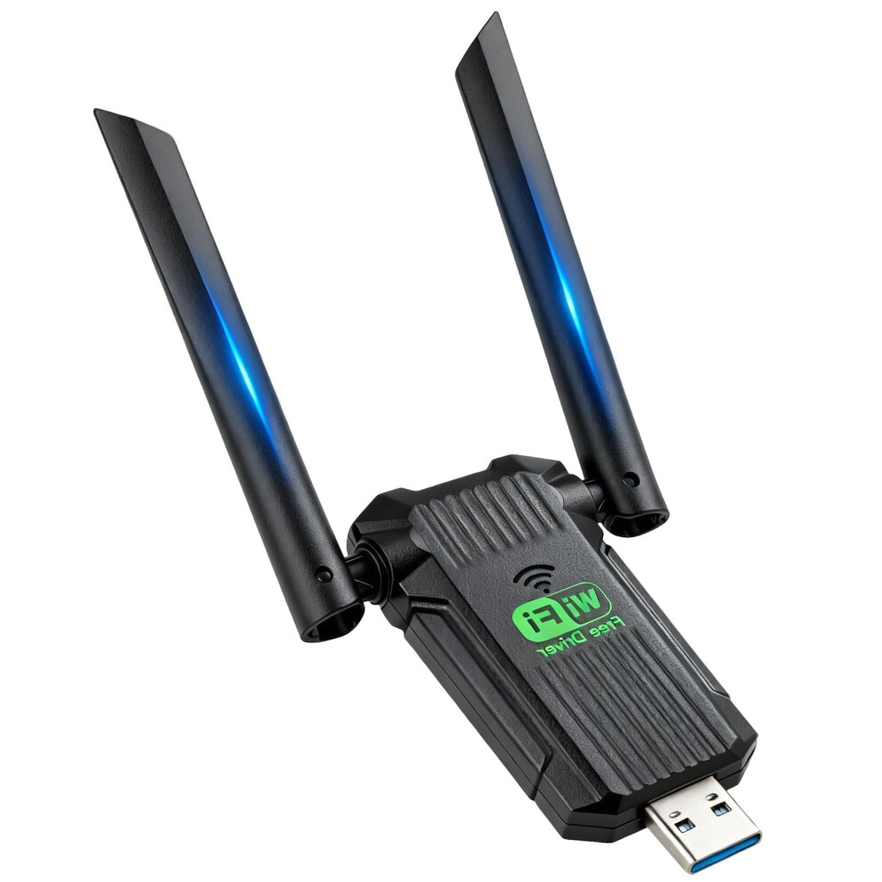 1300Mbps Wifi Dongle, Usb 3.0 Wifi Adapter With 5Dbi Dual Band, 5Ghz/2.4Ghz High Gain Double Antenna, Usb Wireless Adapter Dongle For Pc Desktop Lapt 5008639044452