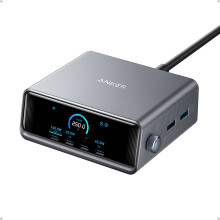 Anker Prime 250W USB C Charger, Ultra-Fast 6-Port GaN Charging Station, 2.26" LCD Display and Smart Control Dial, Compatible with MacBook Pro/Air, iP