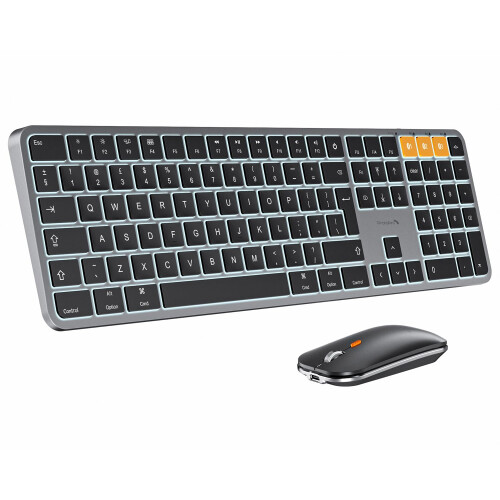 ProtoArc Backlit Bluetooth Keyboard and Mouse for Mac, KM100-A Full Size Wireless Keyboard Mouse for Mac, Multi-Device Rechargeable for MacBook Pro/A