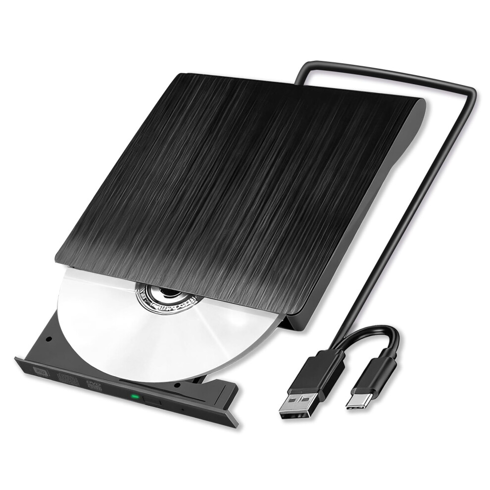 Lyai External Cd Dvd Drive For Laptop, Portable Usb 3.0 And Type-C Cd Dvd Rw Writer Reader Burner Slim Optical Dvd Player For Pc, Desktop, Mac Os/Win 9399945141505