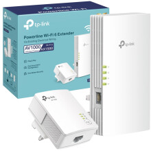 TP-Link TL-WPA7817 KIT AV1000 Powerline Adapter, AX1500Mbps WiFi 6 Internet Booster, 300 Meters Range, EasyMesh, Gigabit Ethernet Port, Flexibly Crea