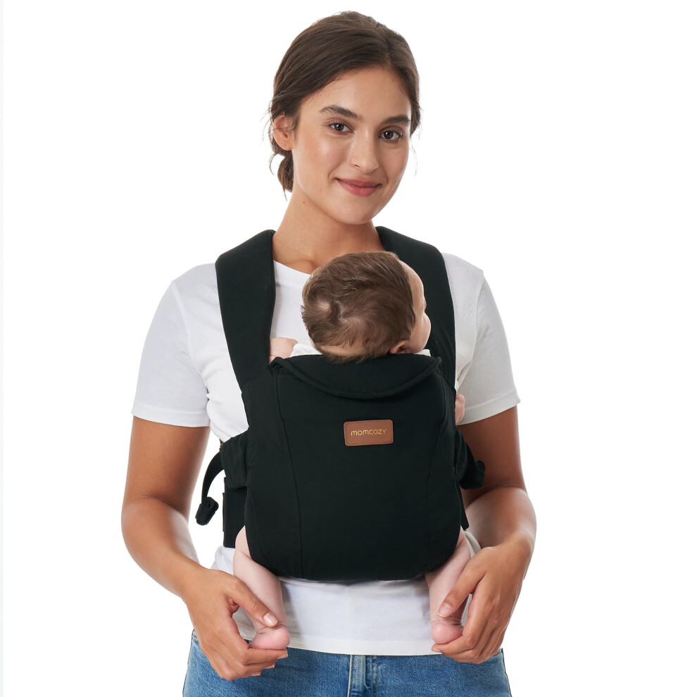 Momcozy WeeSnug Newborn Carrier for 3.2-11.3kg/Waist 64-127cm, Cotton Black-image-OPC-PWP5XZX-NEW