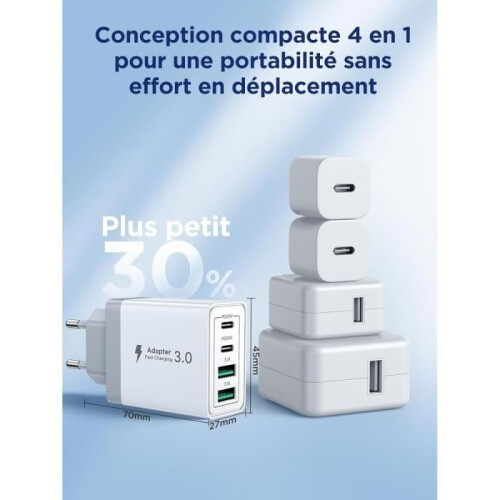 Φορτιστής USB-C - ANTCOOL - Aioneus - 40W - 4 θύρες - PD+QC 3.1A Γρήγορη φόρτιση 2