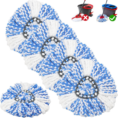 Vinuwu 5 Pack Spin Mop Heads Replacement Compatible with Vileda H2Pro, Microfiber Mop Head Refill for RinseClean 2 Tank System, Washable Reusable Mop