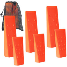 6 Pack Tree Felling Wedges with Spikes for Safe Tree Cutting – 3 Each of 8” and 5.5” Wedges with Storage Bag; 6 Felling Dogs to Guide Trees Stab