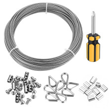 2mm Stainless Steel Wire Rope Cable Kit, 7x7 Strand Core Metal Rope for Garden, Fence, Clotheslines, Picture & Light Fixtures, 20M Durable Outdoor/In