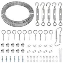 TooTaci 30M Garden Wire for Climbing Plants, 2mm Metal Wire Trellis Kits PVC Coated Steel Cable with M4 Turnbuckles & M3 Vine Eyes, Rope Clamps, Cabl