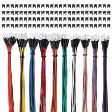 Lyeteung 100 PCS 5mm 12V Prewired LED Diodes Light, 10 Color, 20cm Prewired LED Light Emitting Diode + 100 PCS 5mm Plastic Holder