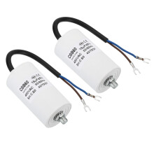 PATIKIL 15uf CBB60 Run Capacitor,2Pcs AC 450V U Terminal Wires 50/60Hz Cylinder Bottom with M8 Screw for Washing Machine, Cleaning Machine Pump Motor