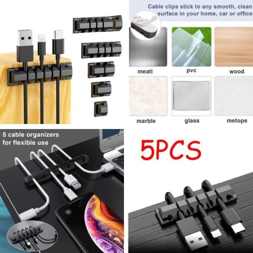 Cable Ties - Not Specified - Silicone Cable Clips - Strong Adhesive - 5 Pieces - Black 2