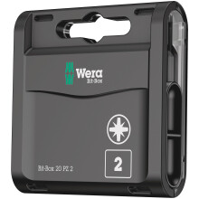 Wera Bit-Box 20 H PZ2 Extra Hard bits for Drill/Drivers, 25mm, 20pc Pack, 05057760001, Black