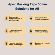 Apex Business Supplies 5 Rolls Masking Tape 50mm Wide 50m Long Maskin