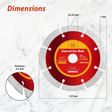 KMJ AGrade 3 Pack Segmented 115mm Diamond Cutting Disc Dry Cutting Gri