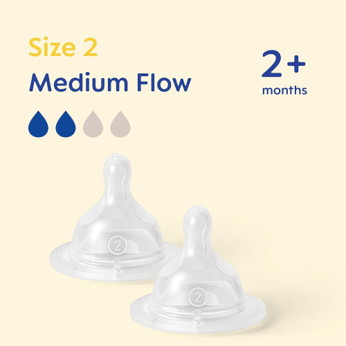 MAM MAM Teats Size 2 | 2 Pack | Medium Flow | Fits All MAM Bottles | Suitable from 2 1