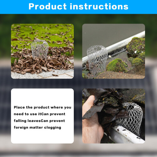 8 Pcs Aluminum Gutter Guards, 3.5" Metal Downpipe Leaf Guard Gutter Downspout Guard, Expandable Down Pipe Leaf Strainer Gutter Screen Covers, 2 to 4" 1