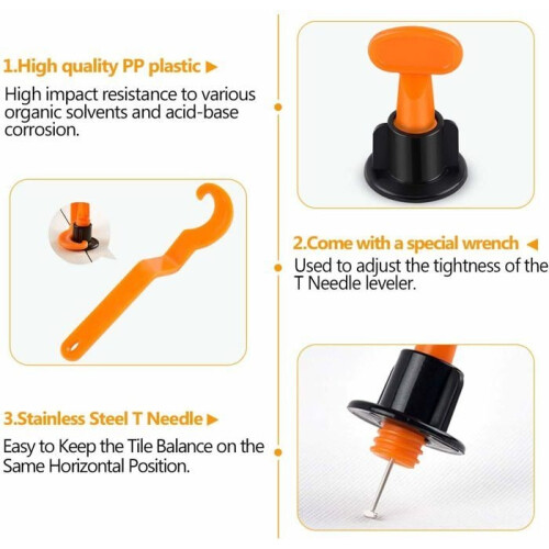 Tile leveler, tile positioning leveler, 50-piece leveling kit and leveling system, n kit 1