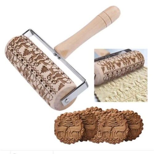 Rolling pin - Wood - 3D - Ergonomic - Cookie decorating - 18x15cm 2