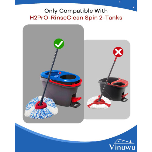 Vinuwu 5 Pack Spin Mop Heads Replacement Compatible with Vileda H2Pro, Microfiber Mop Head Refill for RinseClean 2 Tank System, Washable Reusable Mop 1