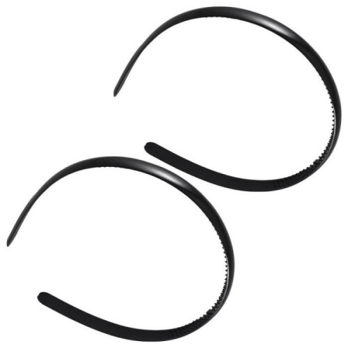 Plastic headband - 2 pcs - Black - Double row of teeth 1
