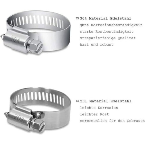 Hose clamps - DASINKO - 60 pieces - Stainless steel - Adjustable - Rustproof 2