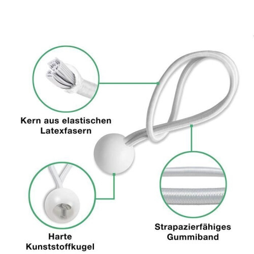Pack of 50 KAKOO long loop bungee cords - White - 15cm 1