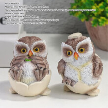 Eggshell Owl Ornament - TBEST - 2 Pieces - Resin - Desk Decoration - Bright Colors