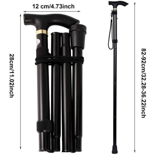 Folding and Adjustable Walking Stick, Portable Walking Stick, Folding Mountaineering Stick, Height 60 1