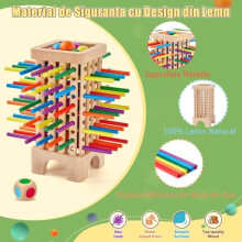 Montessori educational toy, including wooden sticks, small balls and dice, for 6 players, used for sorting and c