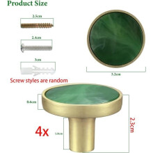 Drawer Knobs - Unspecified - Green - Metal - Set of 4 - Dimensions 3.2x3.2x2.3cm