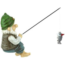 Decorative Statue: Garden Guardian Gnome Fishing Gnome, Gnome Fisherman, Garden Gnome with Fishing Rod Decoration, Statues